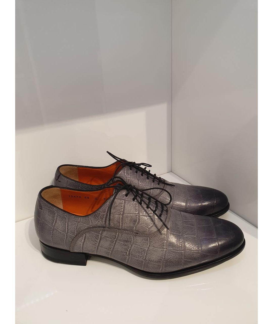 SANTONI Серые кожаные туфли, фото 3