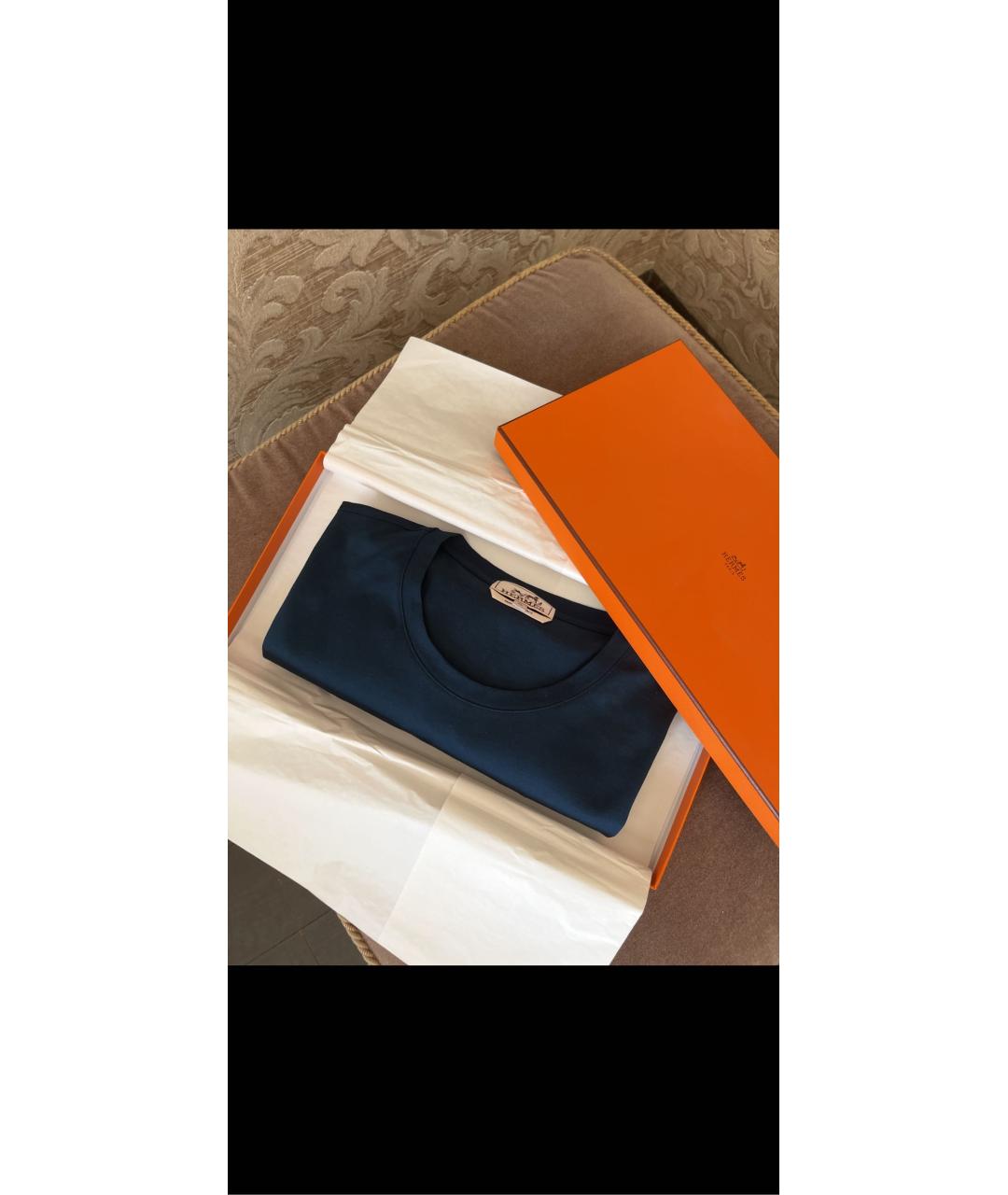 HERMES Синяя хлопковая футболка, фото 3