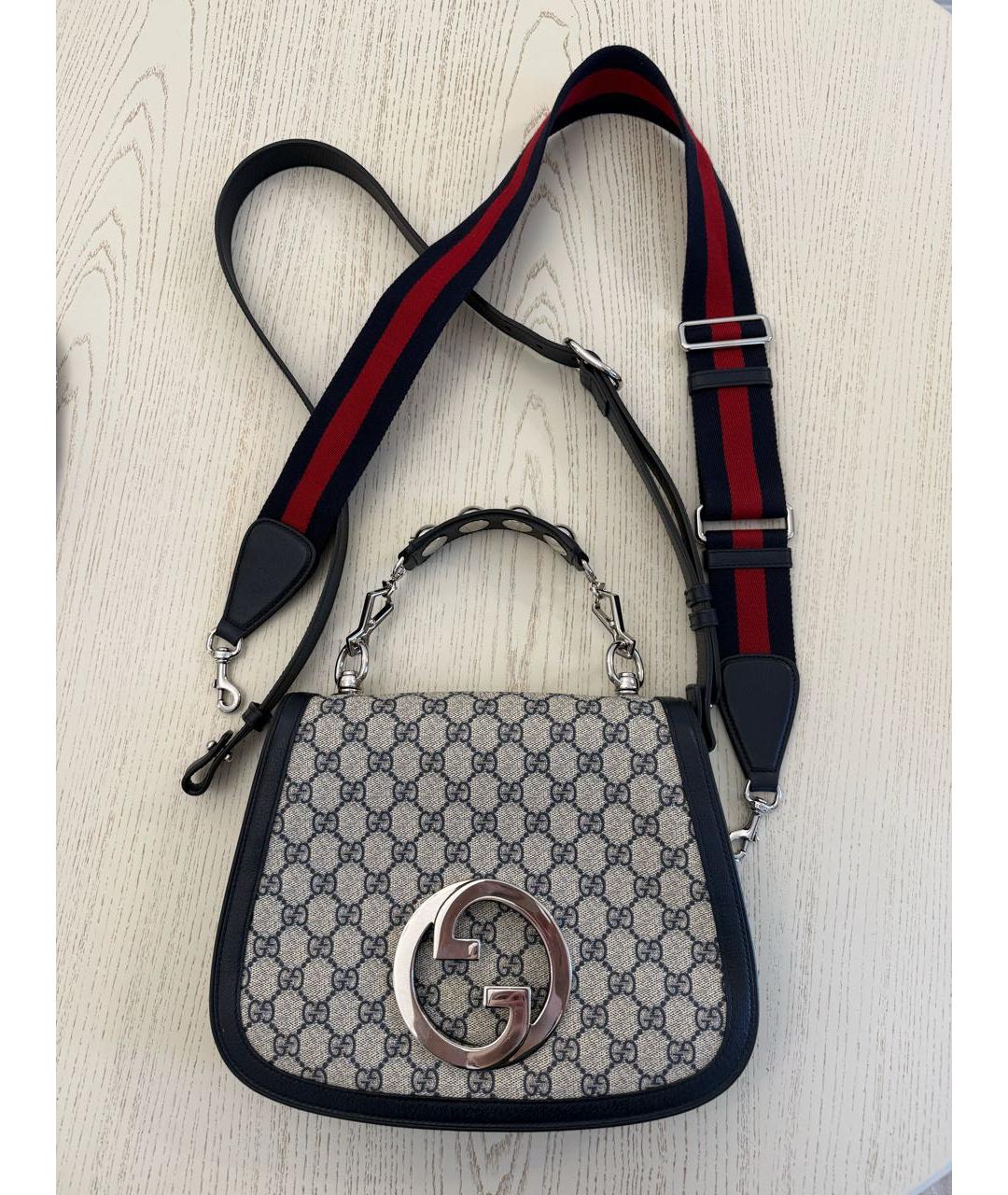 GUCCI Темно-синяя тканевая сумка через плечо, фото 2