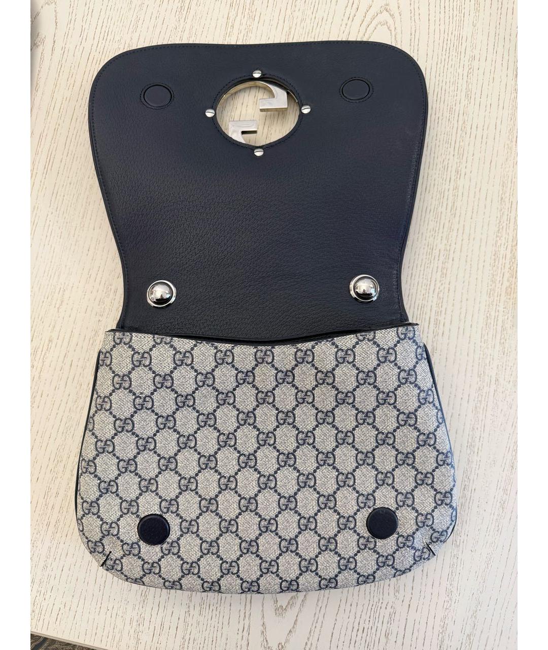 GUCCI Темно-синяя тканевая сумка через плечо, фото 4