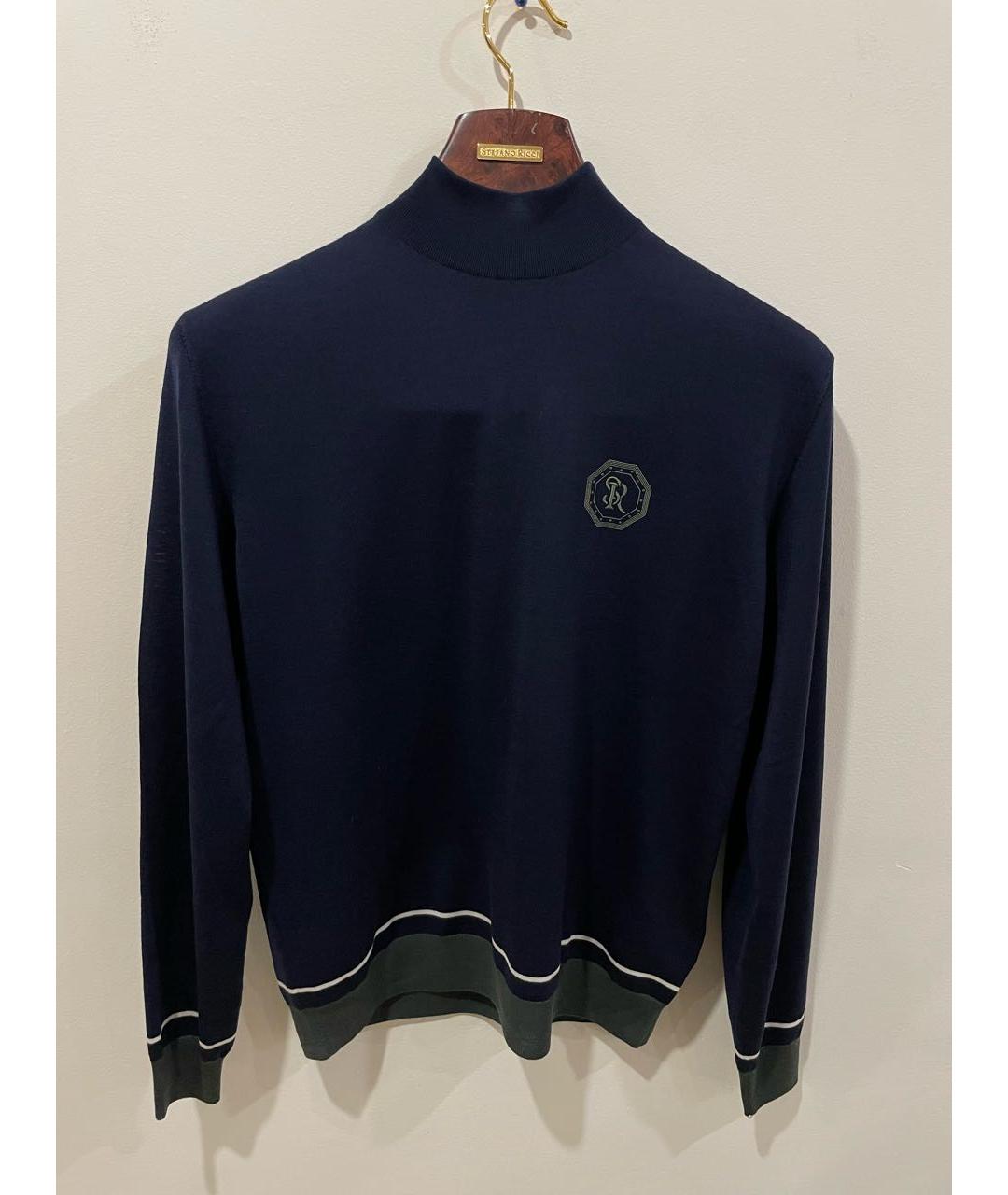 STEFANO RICCI Темно-синяя шерстяная водолазка, фото 8