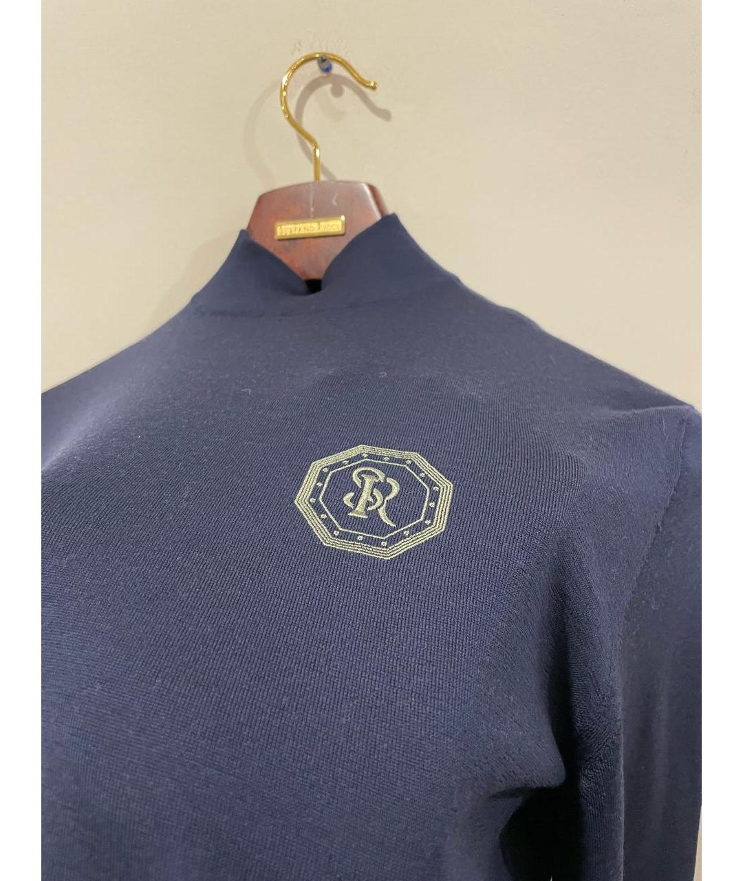 STEFANO RICCI Темно-синяя шерстяная водолазка, фото 4