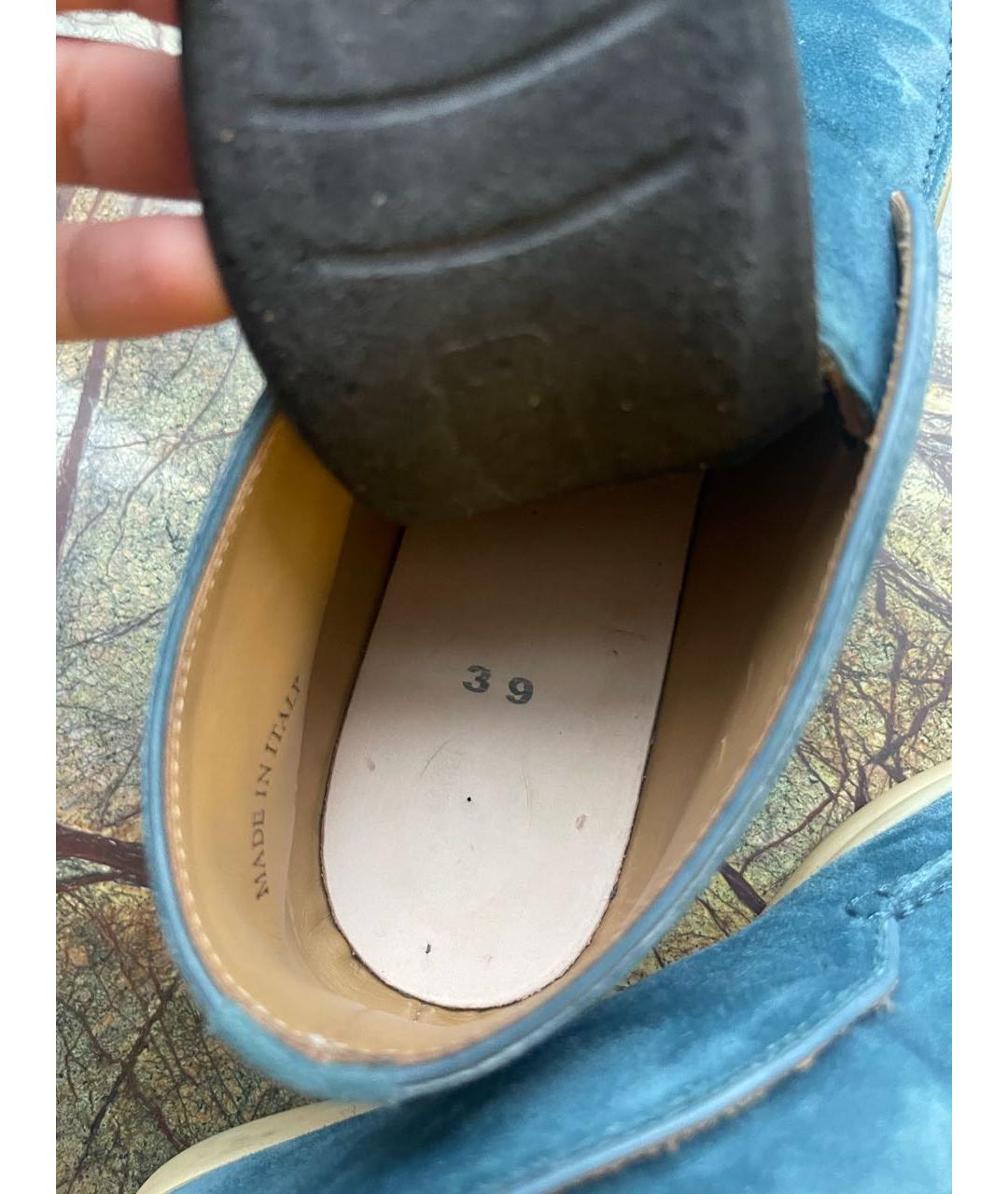 LORO PIANA Бирюзовые замшевые лоферы, фото 5