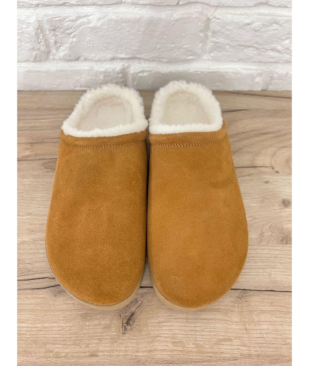 ALO YOGA Коричневые замшевые шлепанцы, фото 2