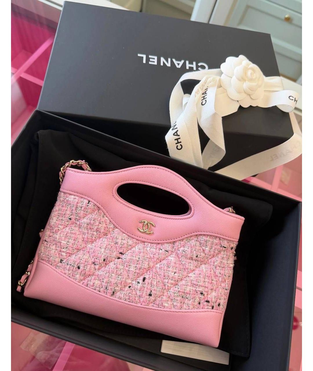 CHANEL Розовая сумка с короткими ручками, фото 3