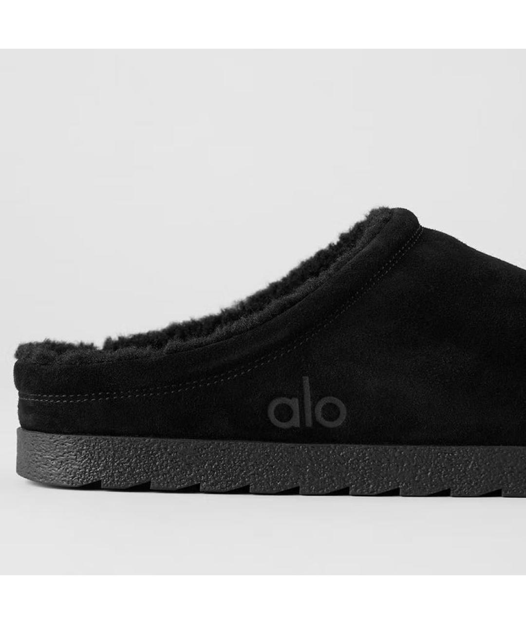ALO YOGA Черные замшевые шлепанцы, фото 4