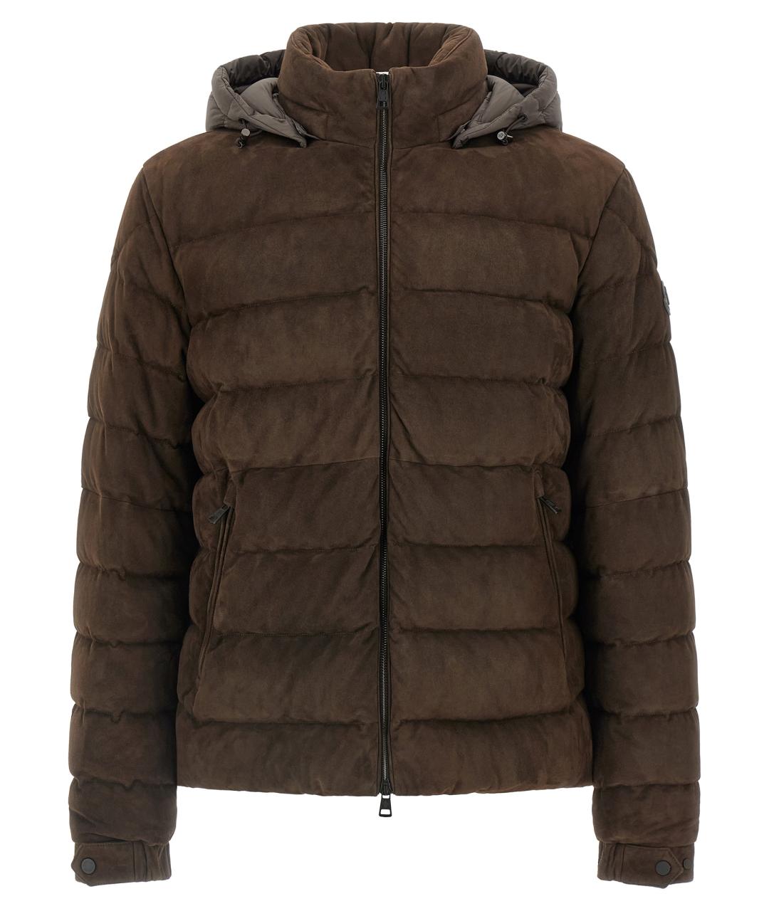 MONCLER Коричневая кожаная куртка, фото 1