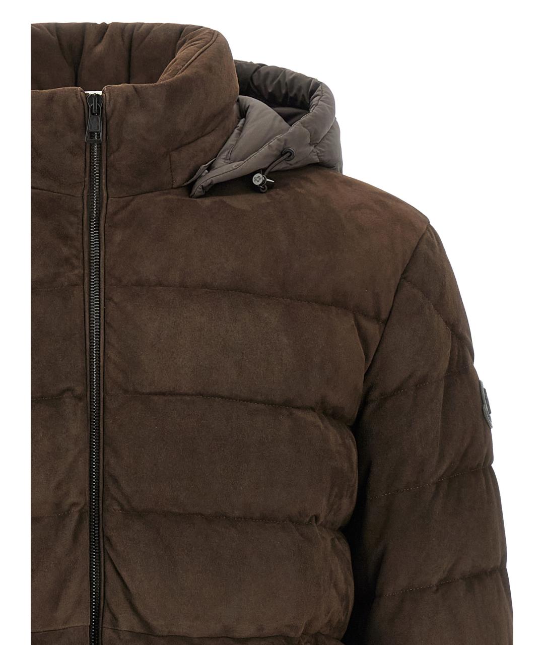 MONCLER Коричневая кожаная куртка, фото 4