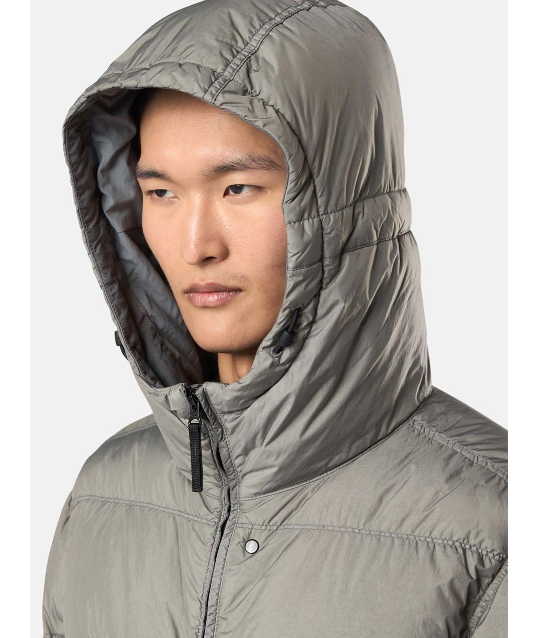 STONE ISLAND Серый полиэстеровый пуховик, фото 4