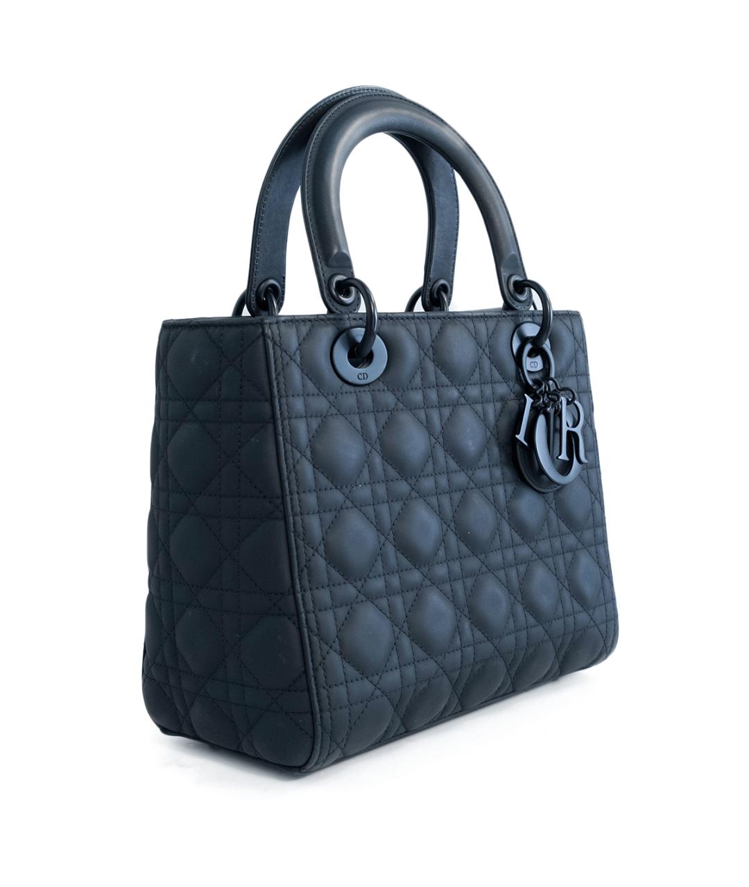 CHRISTIAN DIOR Черная кожаная сумка с короткими ручками, фото 2