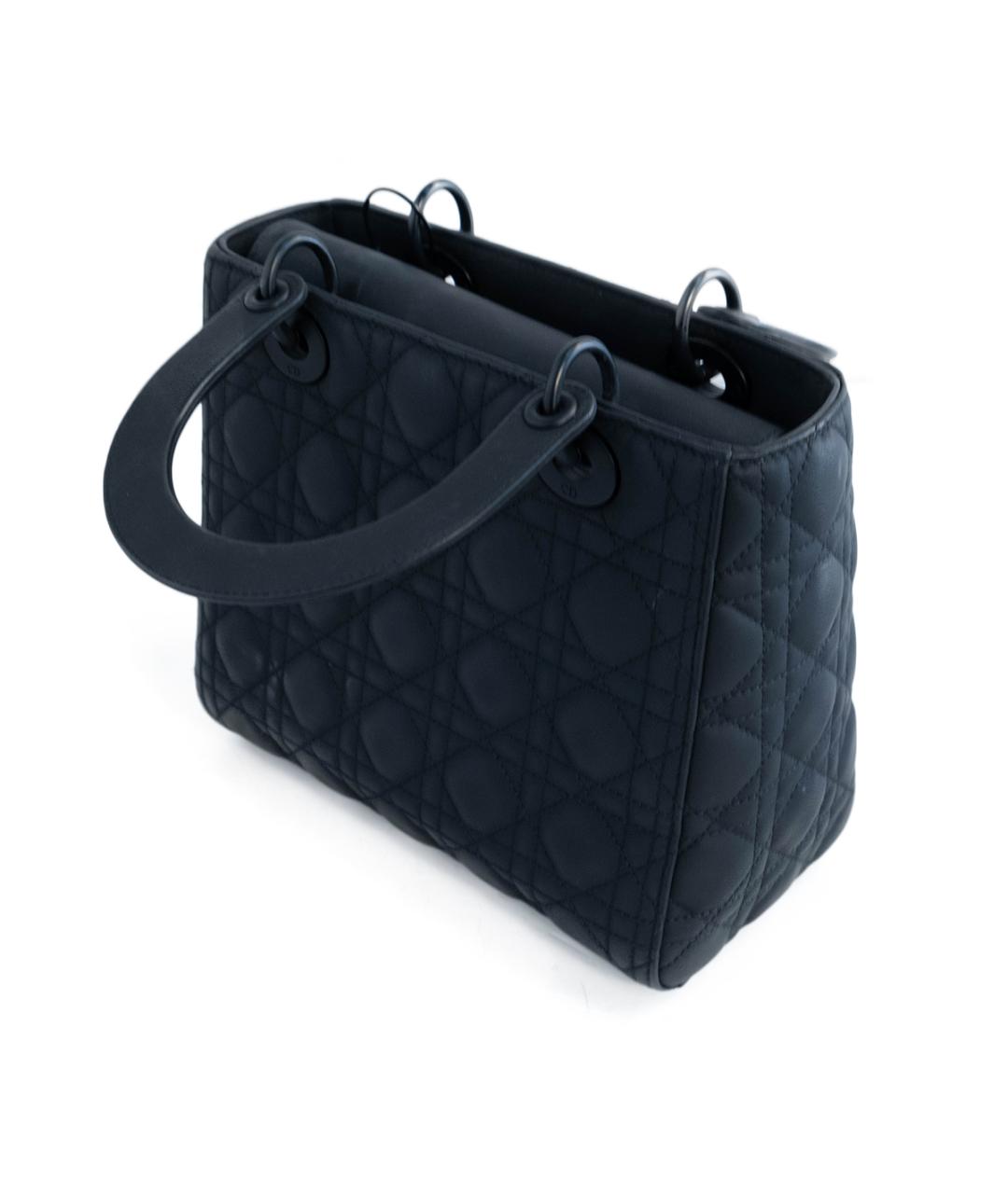 CHRISTIAN DIOR Черная кожаная сумка с короткими ручками, фото 3