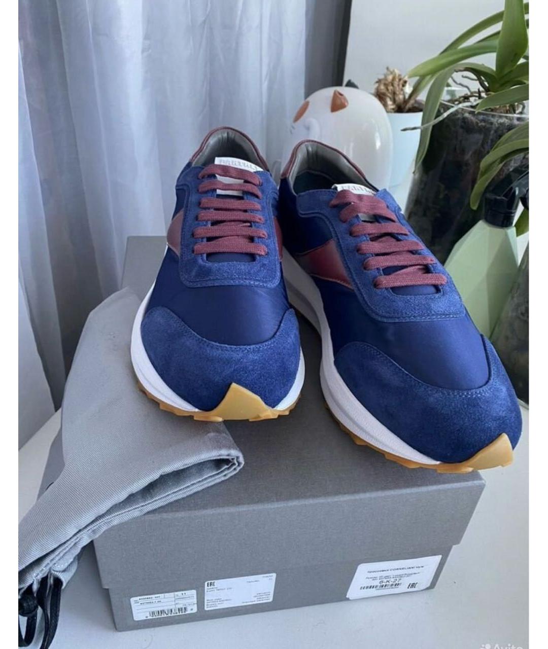 CORNELIANI Синие замшевые низкие кроссовки / кеды, фото 2