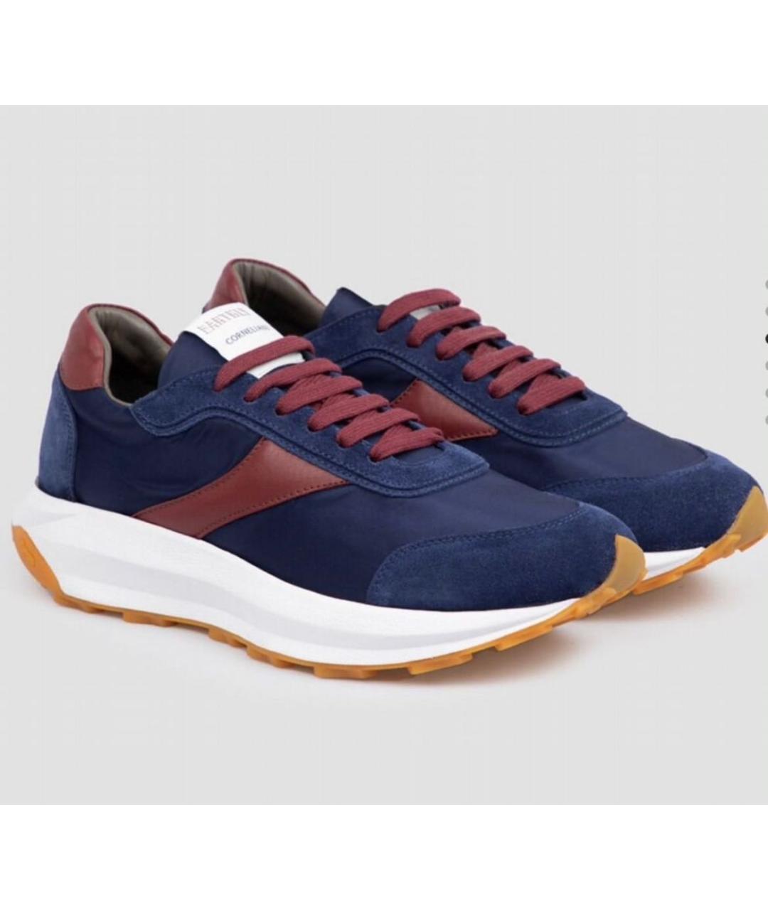 CORNELIANI Синие замшевые низкие кроссовки / кеды, фото 5
