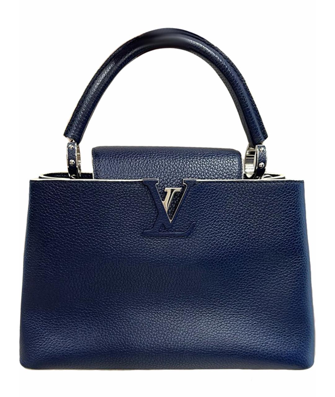 LOUIS VUITTON Темно-синяя кожаная сумка с короткими ручками, фото 1