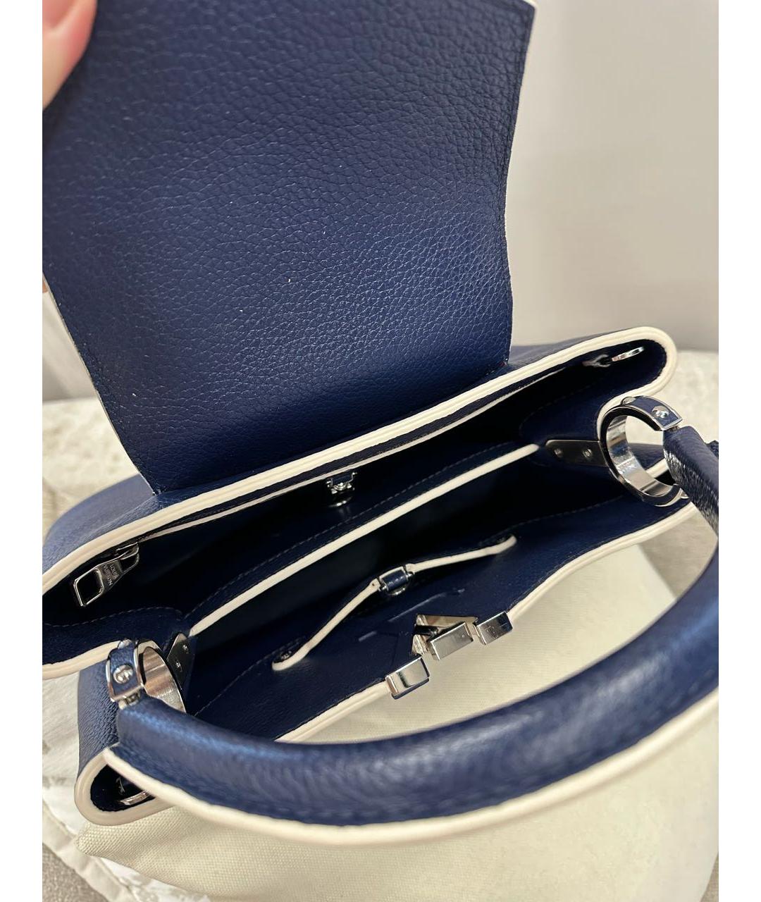 LOUIS VUITTON Темно-синяя кожаная сумка с короткими ручками, фото 7