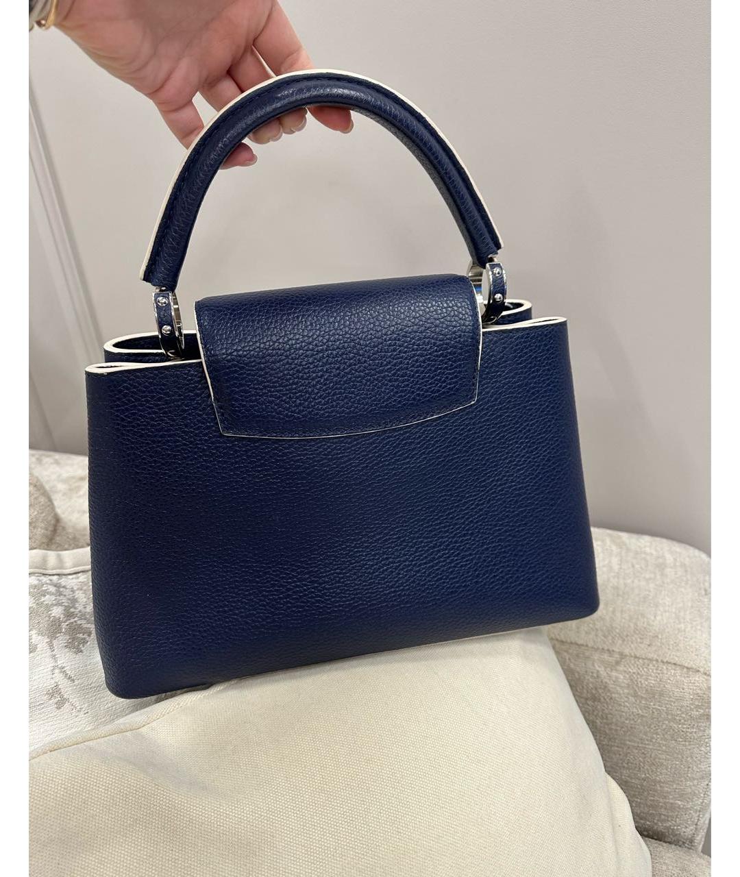 LOUIS VUITTON Темно-синяя кожаная сумка с короткими ручками, фото 2