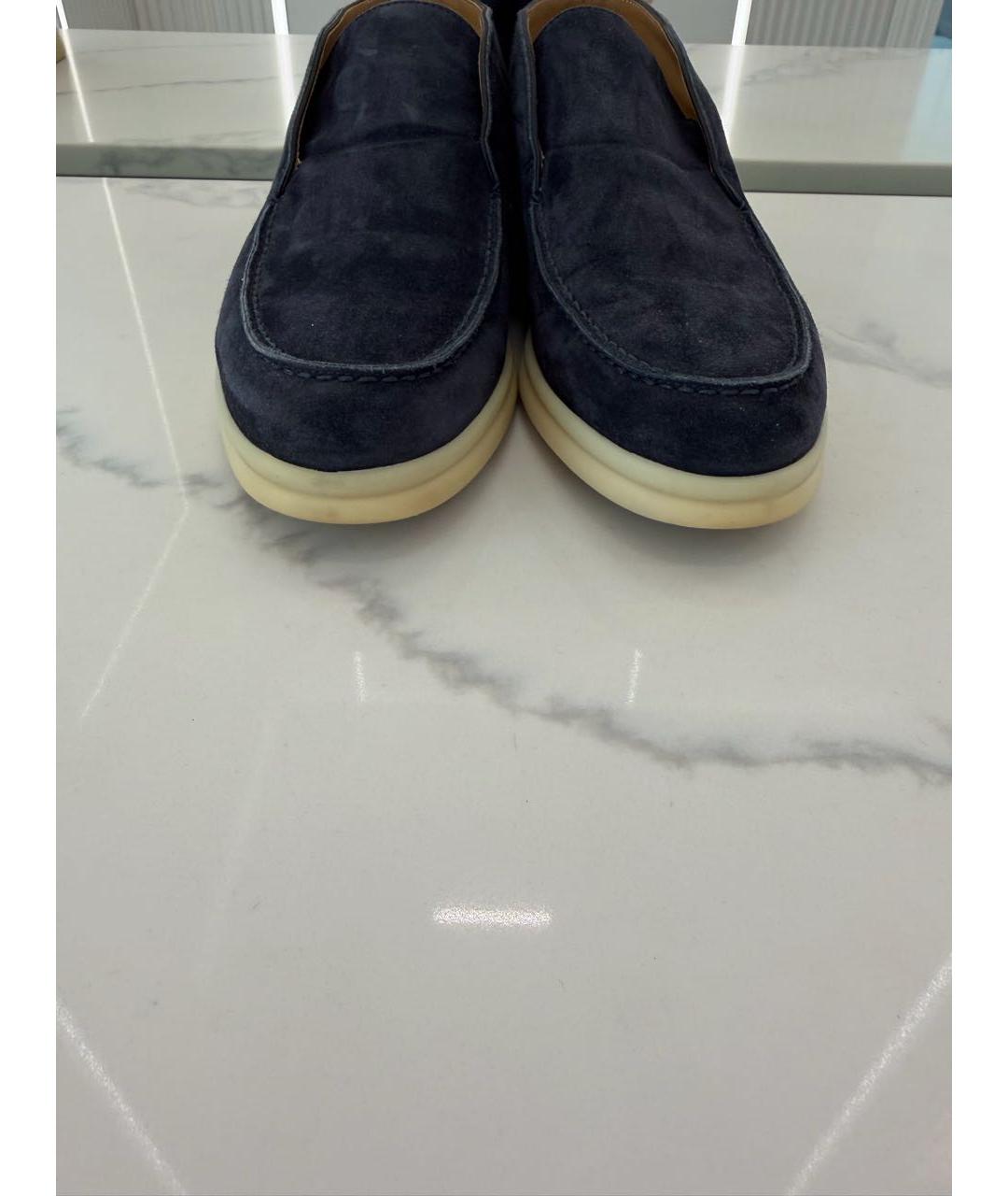 LORO PIANA Синие замшевые лоферы, фото 7