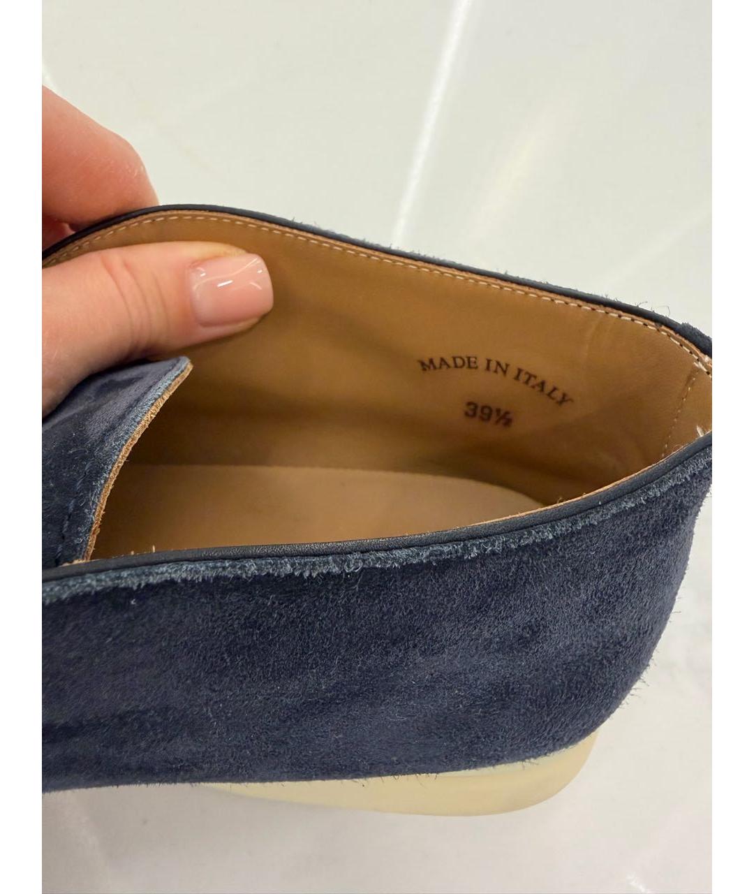 LORO PIANA Синие замшевые лоферы, фото 5