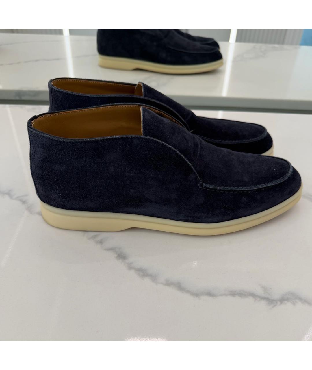 LORO PIANA Синие замшевые лоферы, фото 8