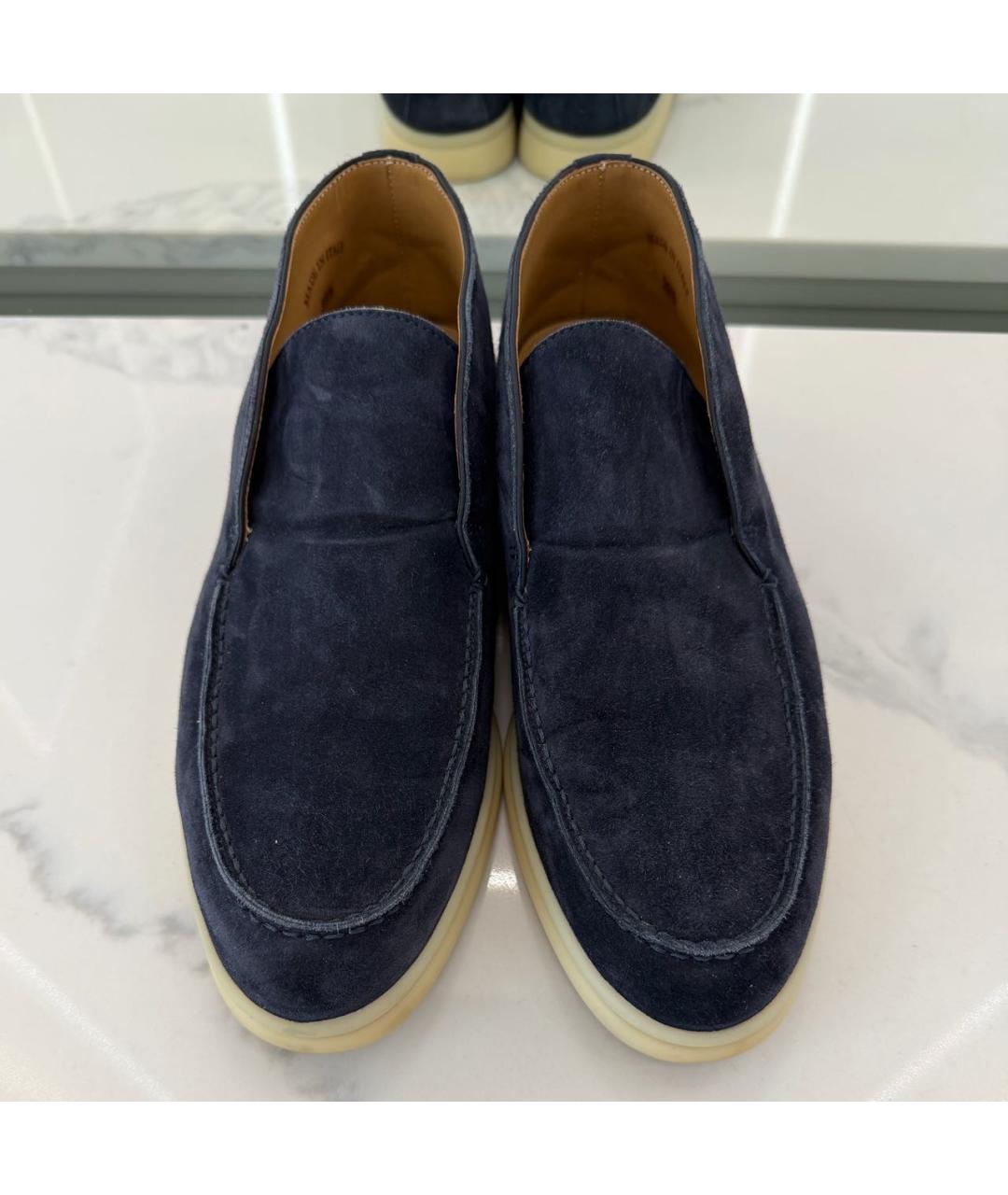 LORO PIANA Синие замшевые лоферы, фото 2