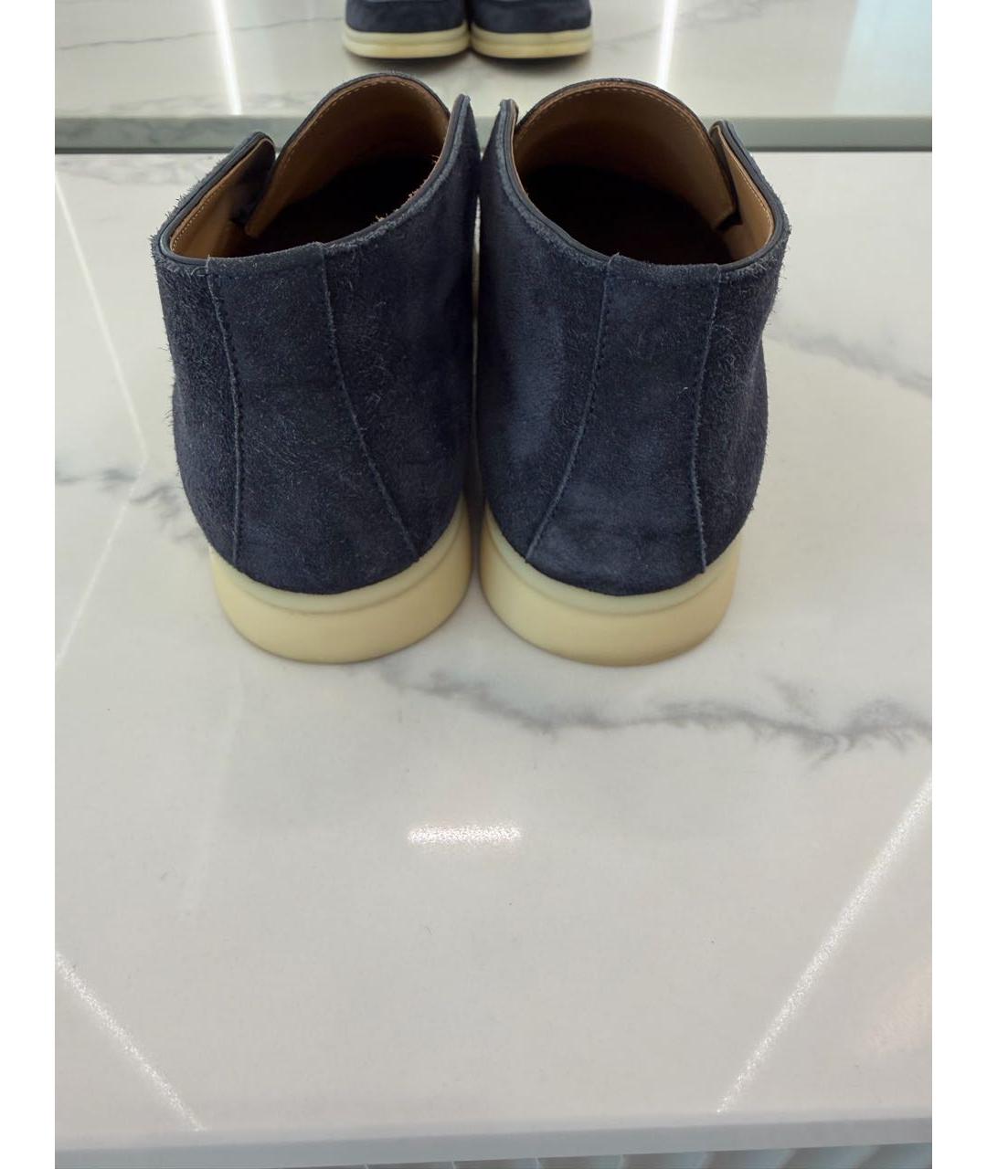 LORO PIANA Синие замшевые лоферы, фото 4
