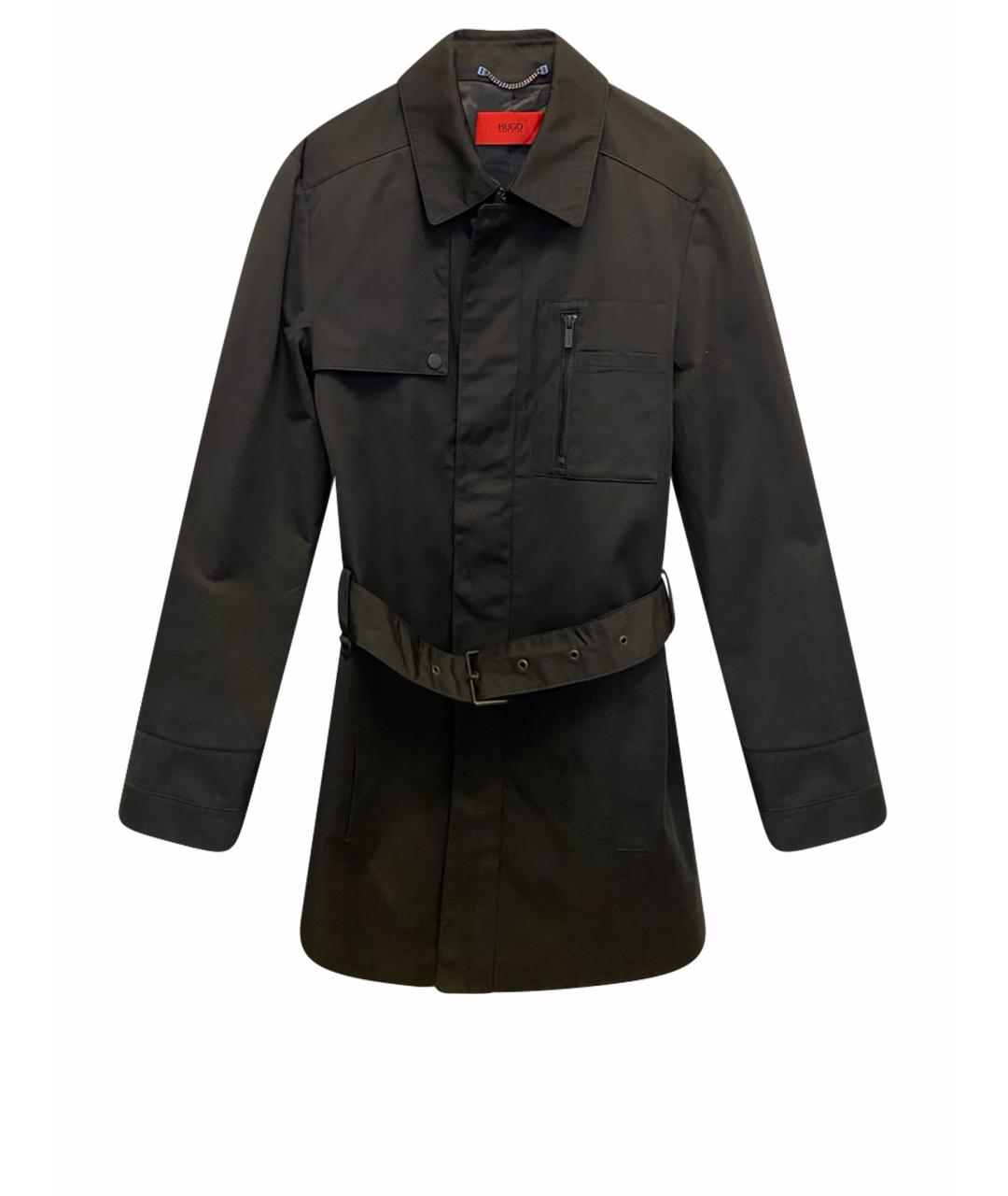 HUGO Черный хлопковый тренч / плащ, фото 1