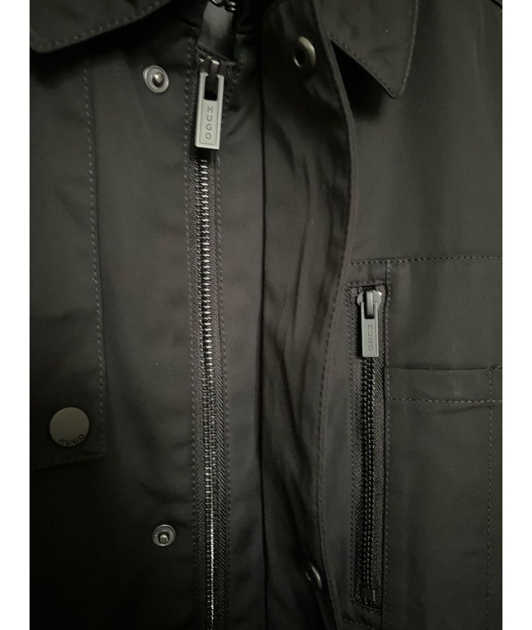 HUGO Черный хлопковый тренч / плащ, фото 4