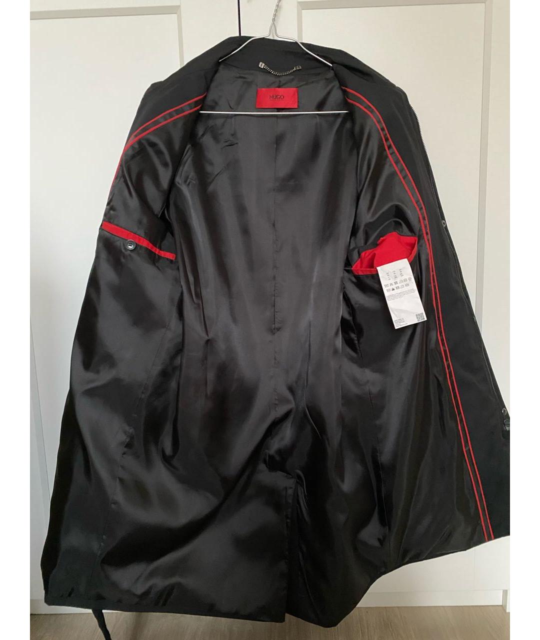 HUGO Черный хлопковый тренч / плащ, фото 3