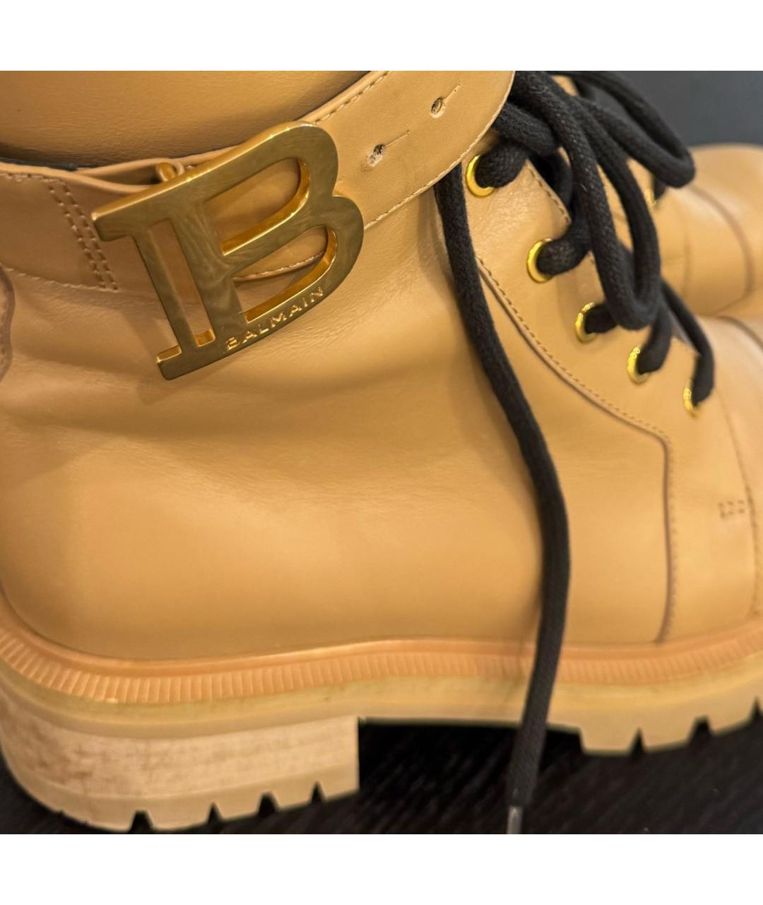 BALMAIN Бежевые кожаные ботинки, фото 3