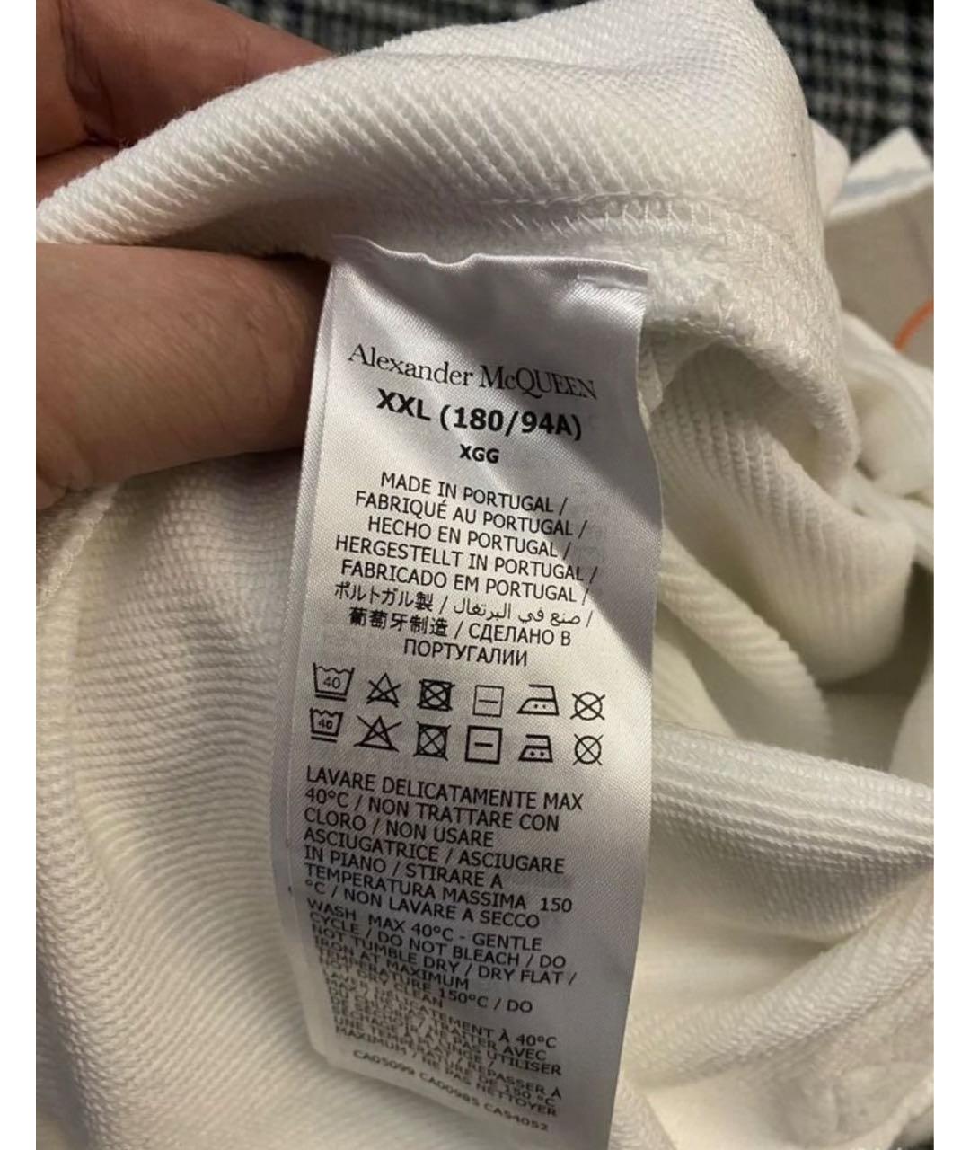 ALEXANDER MCQUEEN Белые хлопковые повседневные брюки, фото 5