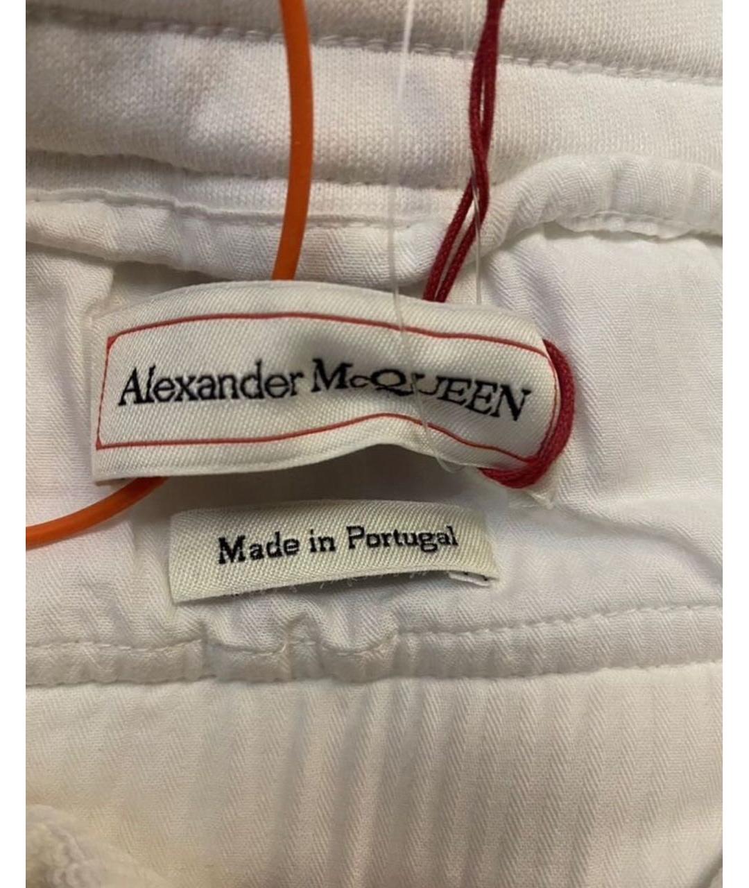 ALEXANDER MCQUEEN Белые хлопковые повседневные брюки, фото 4