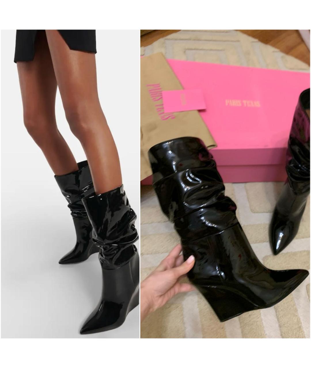 PARIS TEXAS Черные сапоги из лакированной кожи, фото 2