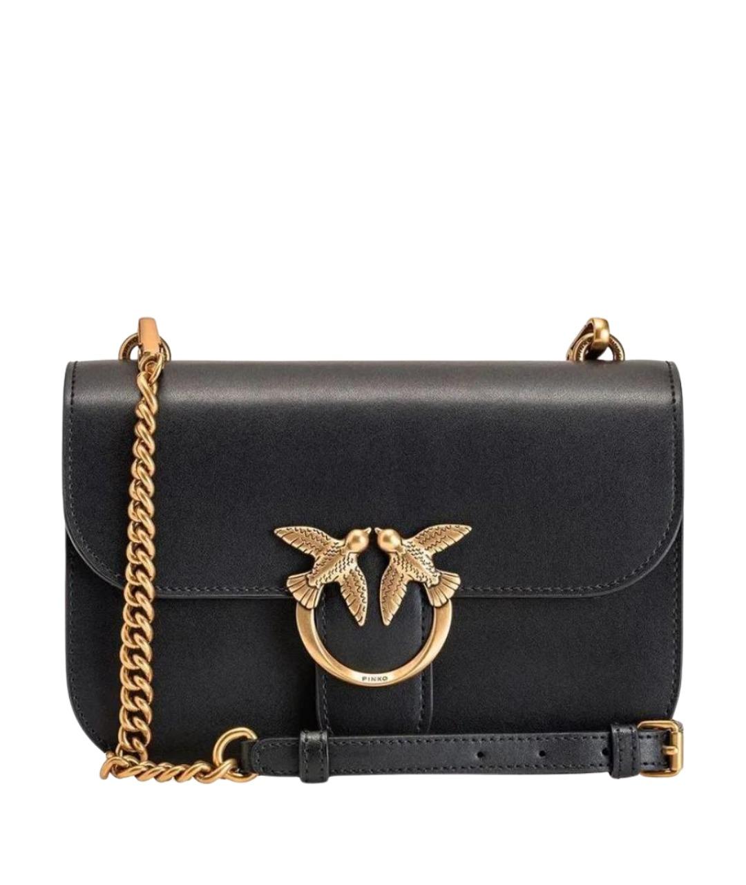 PINKO Черная кожаная сумка через плечо, фото 1