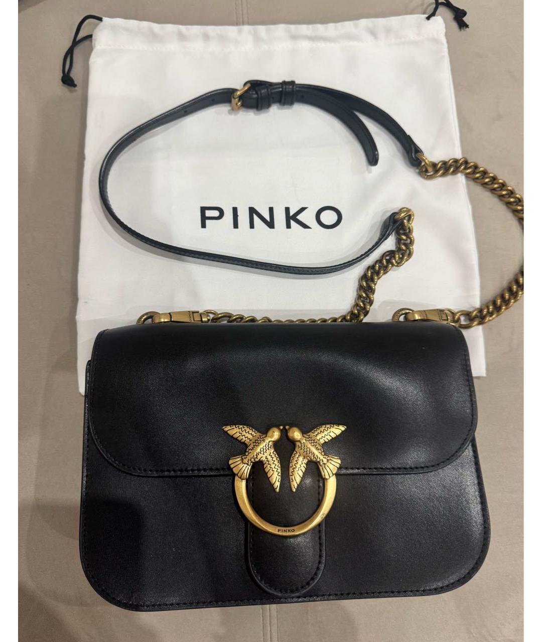 PINKO Черная кожаная сумка через плечо, фото 2