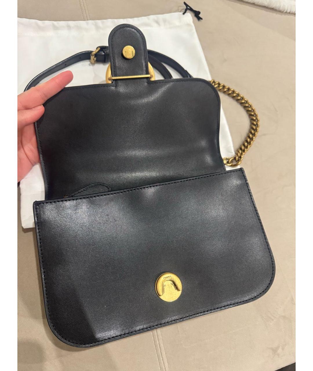 PINKO Черная кожаная сумка через плечо, фото 6