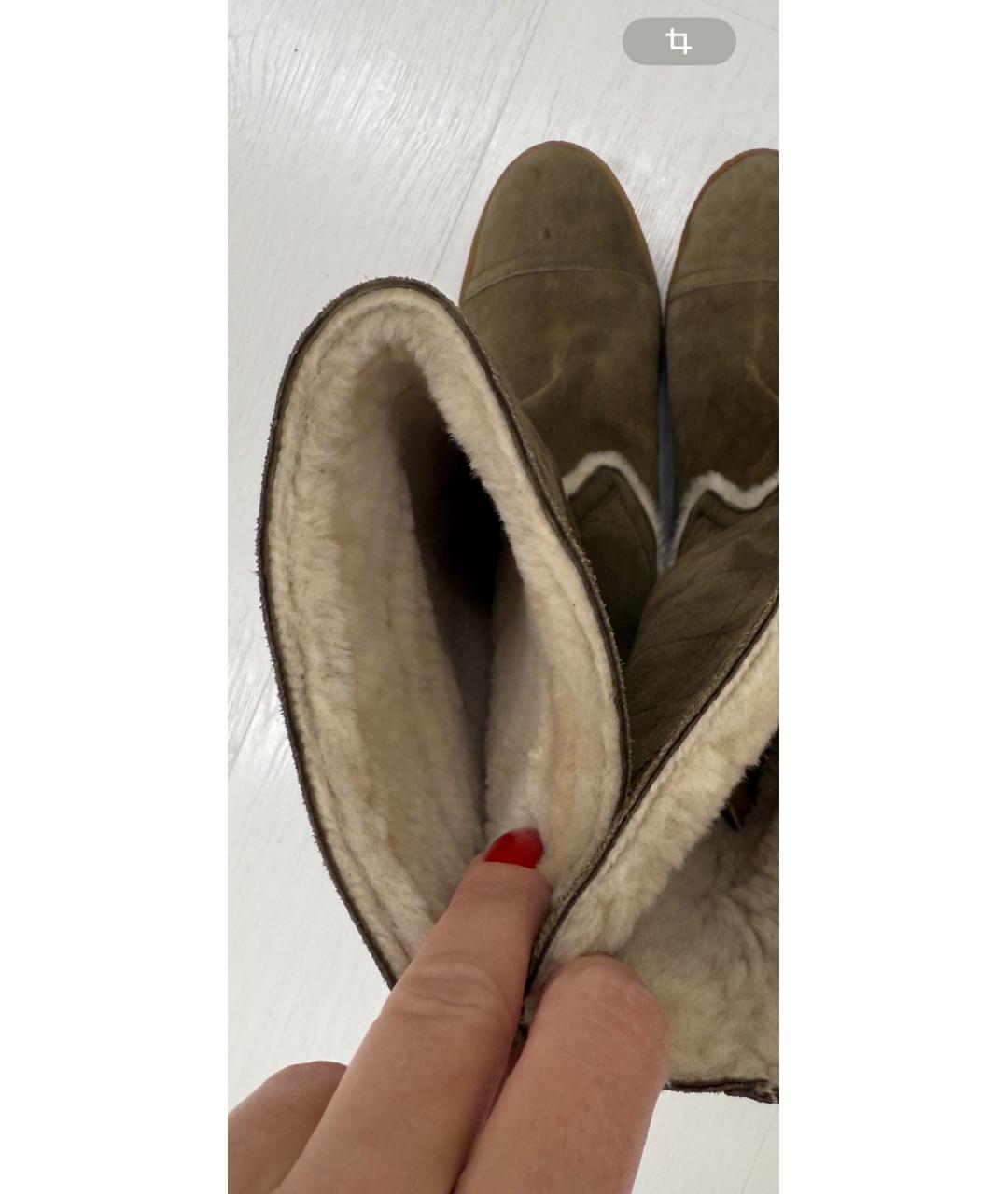 CHANEL Хаки замшевые сапоги, фото 5