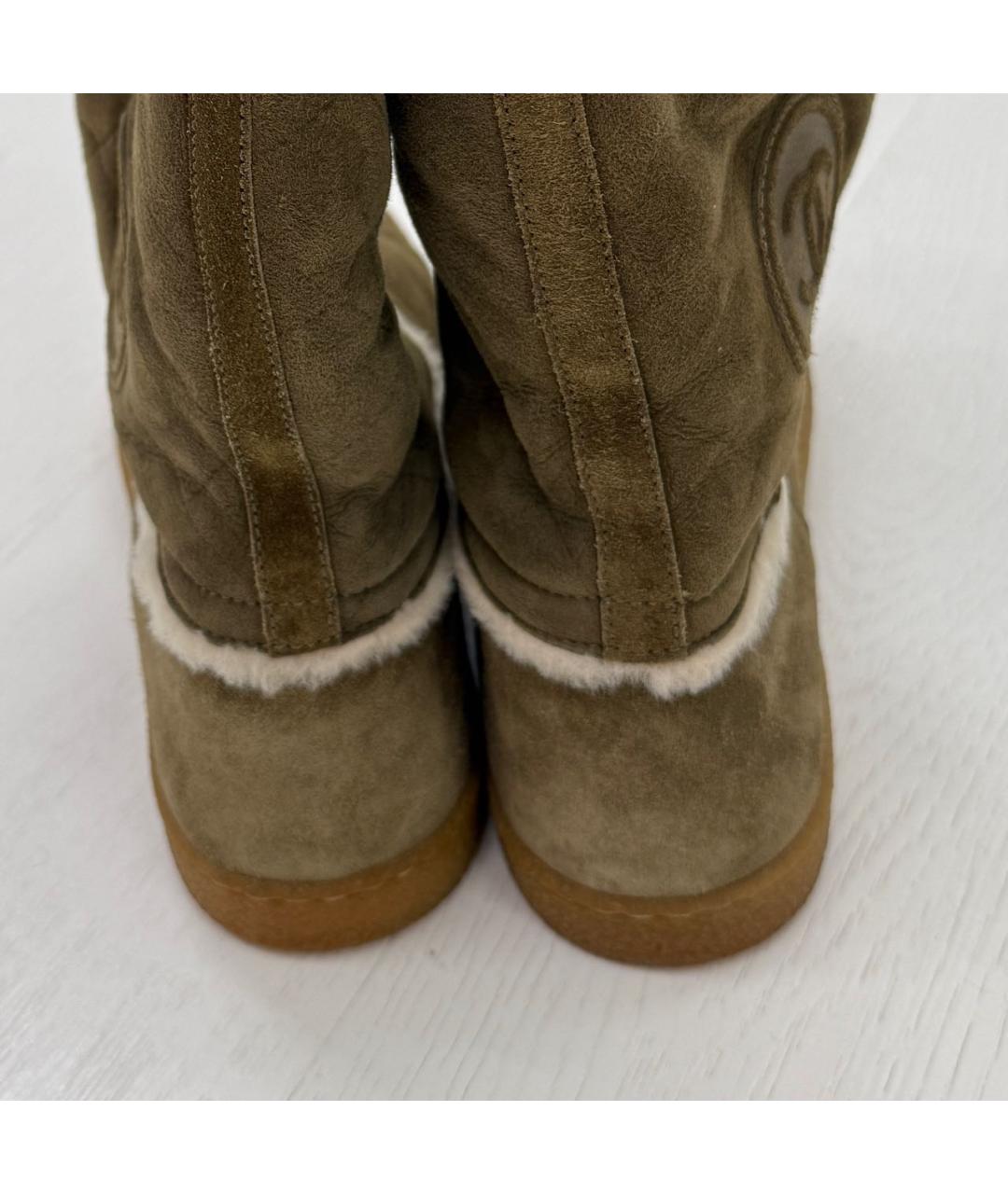 CHANEL Хаки замшевые сапоги, фото 4