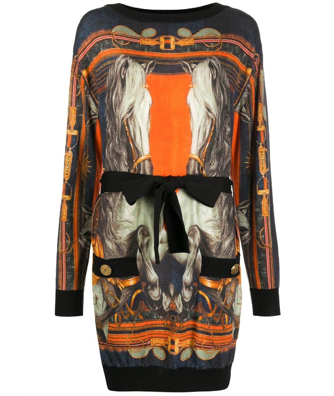 BALMAIN Мульти шерстяное повседневное платье, фото 1