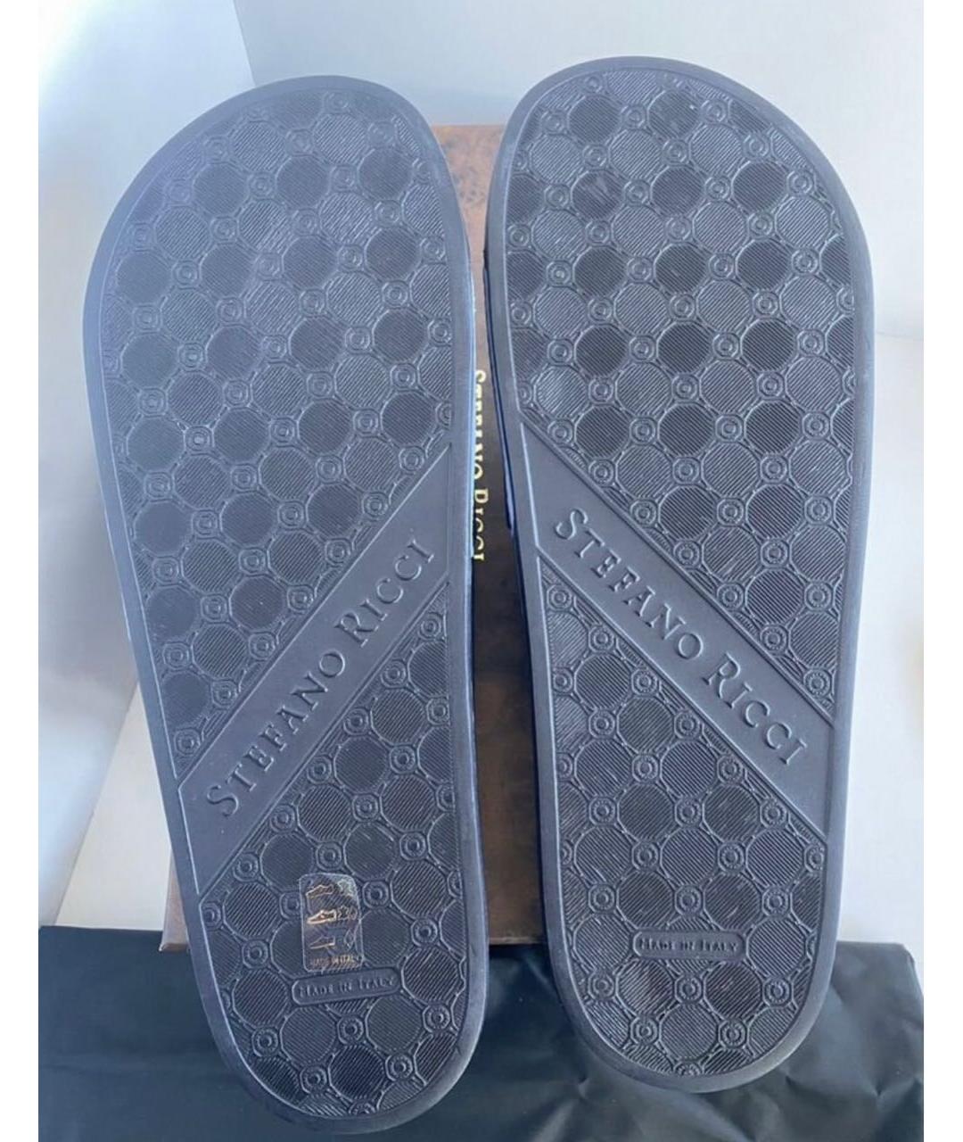 STEFANO RICCI Синие кожаные шлепанцы, фото 6