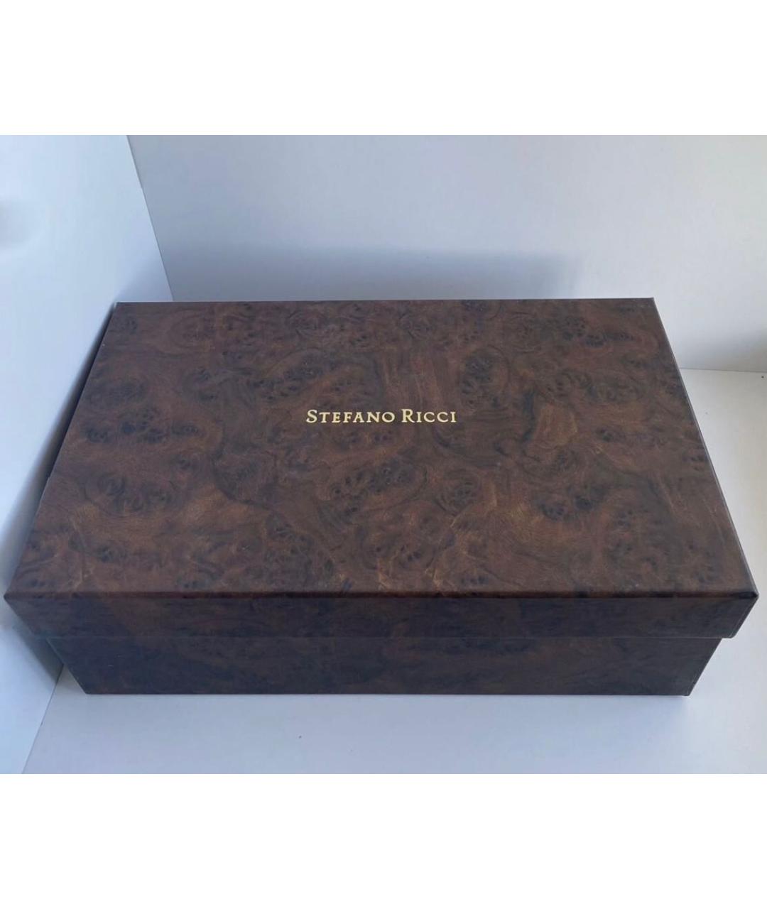 STEFANO RICCI Синие кожаные шлепанцы, фото 7