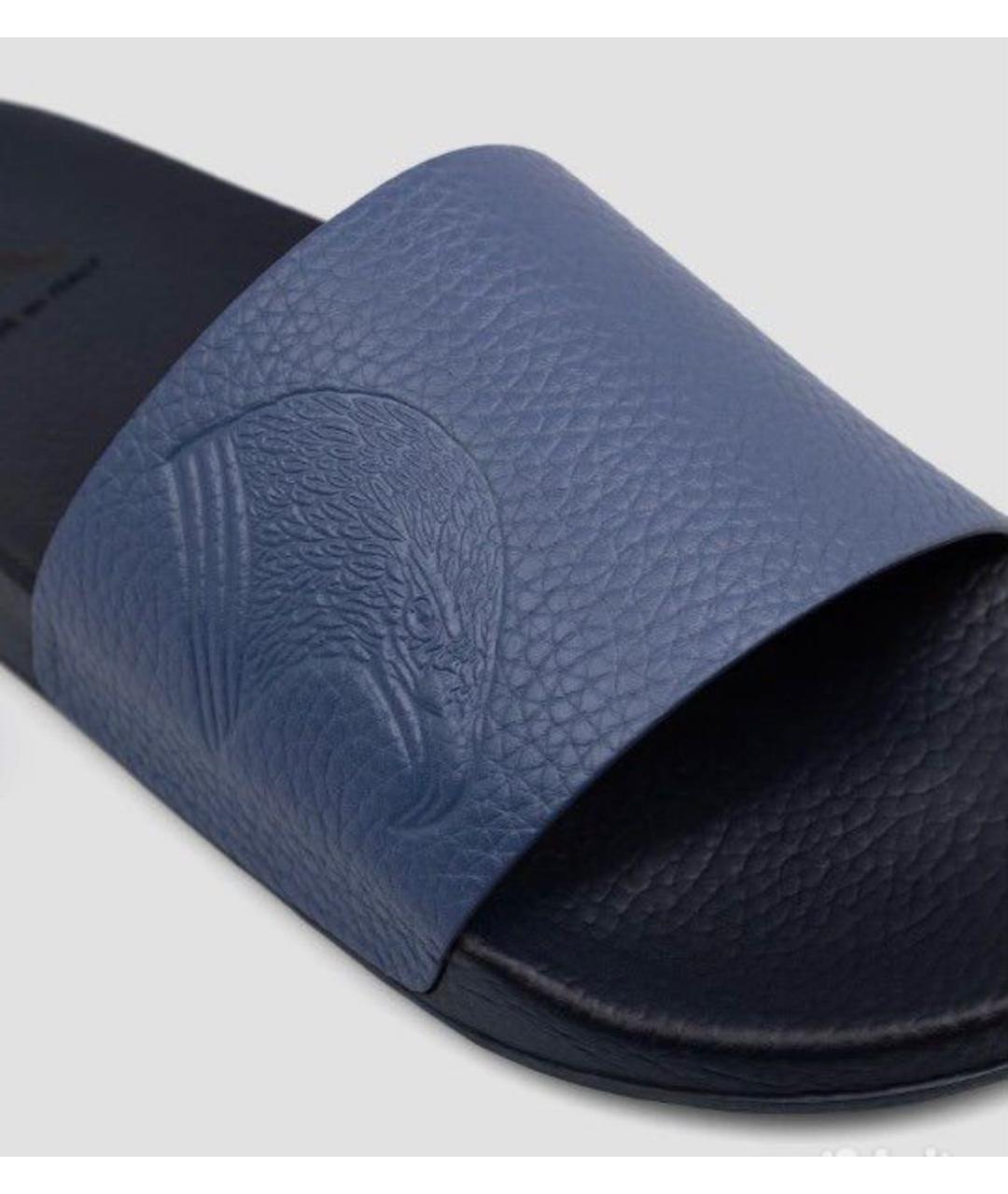 STEFANO RICCI Синие кожаные шлепанцы, фото 4