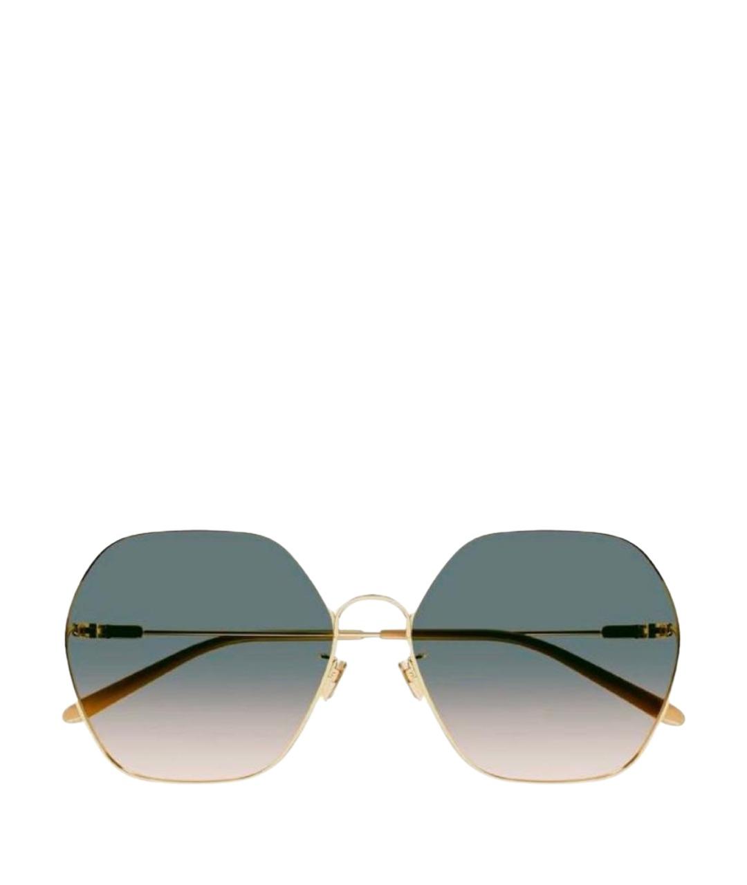 CHLOE Золотые металлические солнцезащитные очки, фото 1