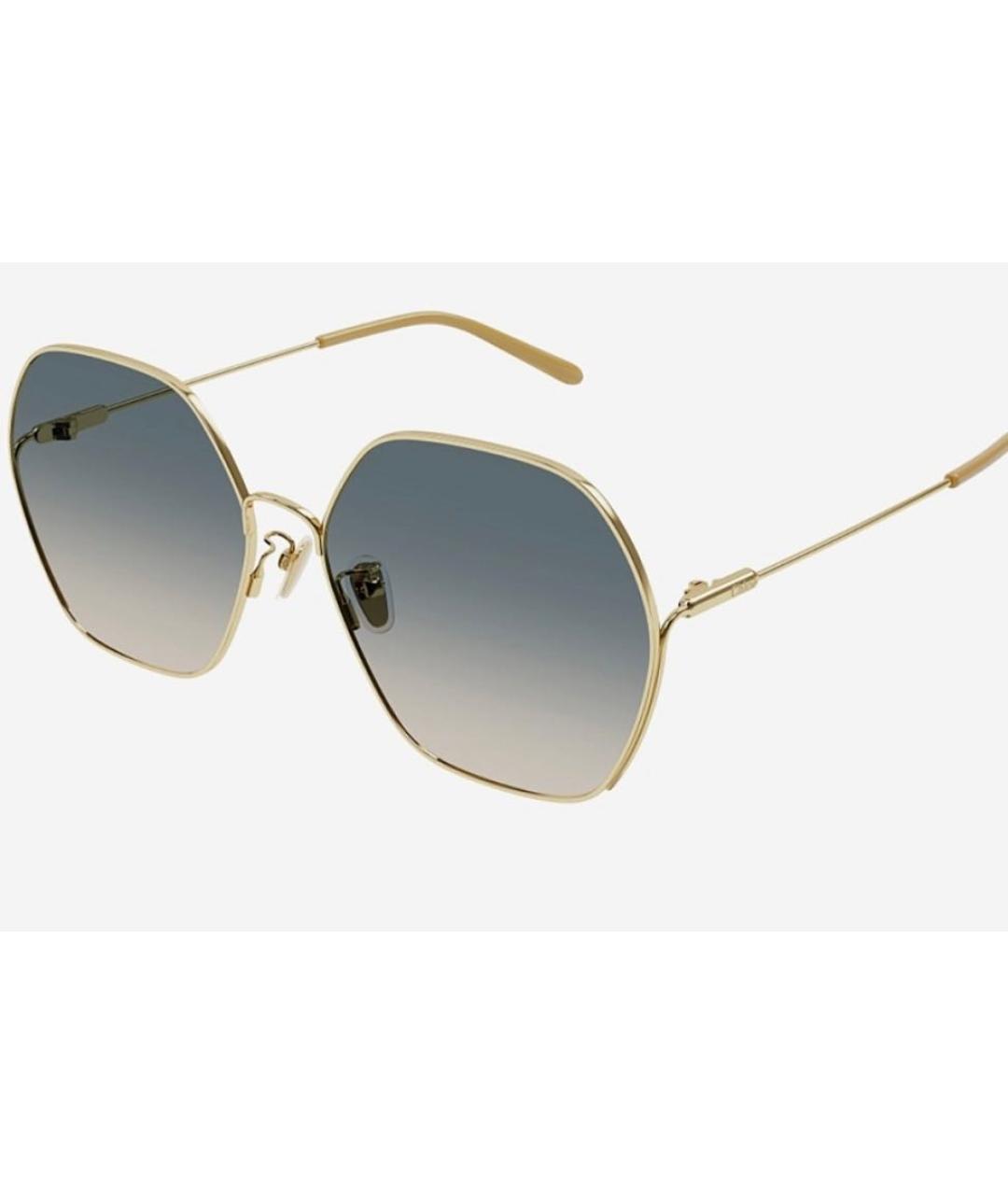 CHLOE Золотые металлические солнцезащитные очки, фото 3