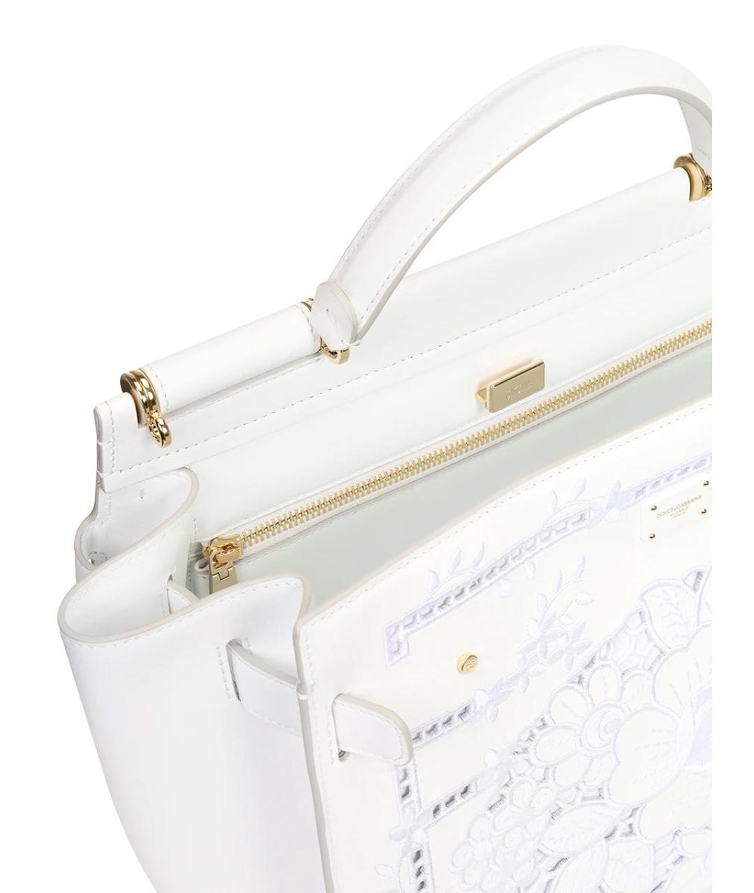 DOLCE&GABBANA Белая кожаная сумка с короткими ручками, фото 3