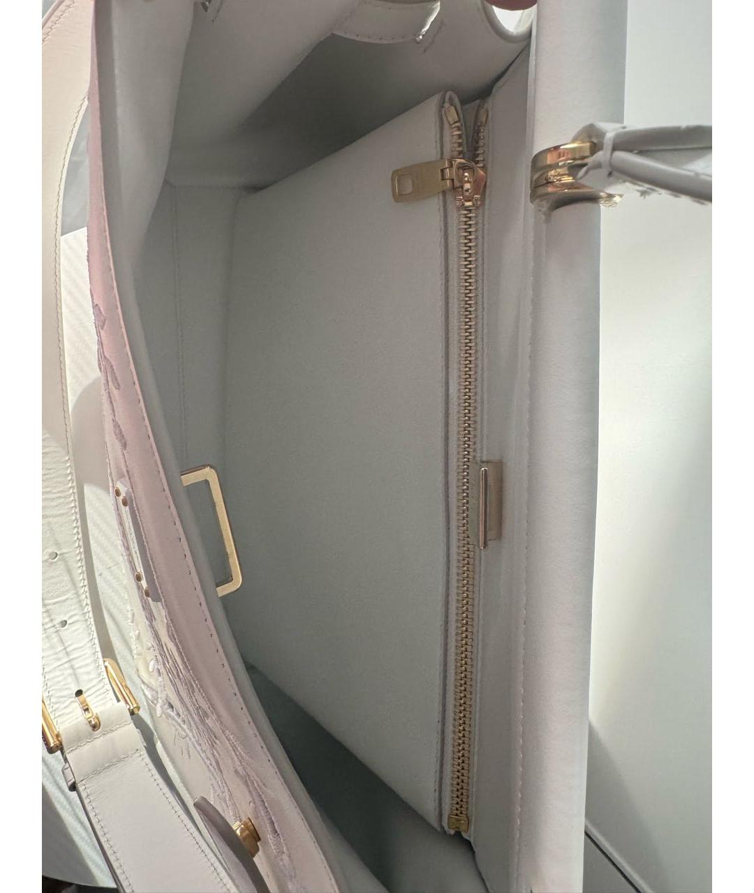 DOLCE&GABBANA Белая кожаная сумка с короткими ручками, фото 6