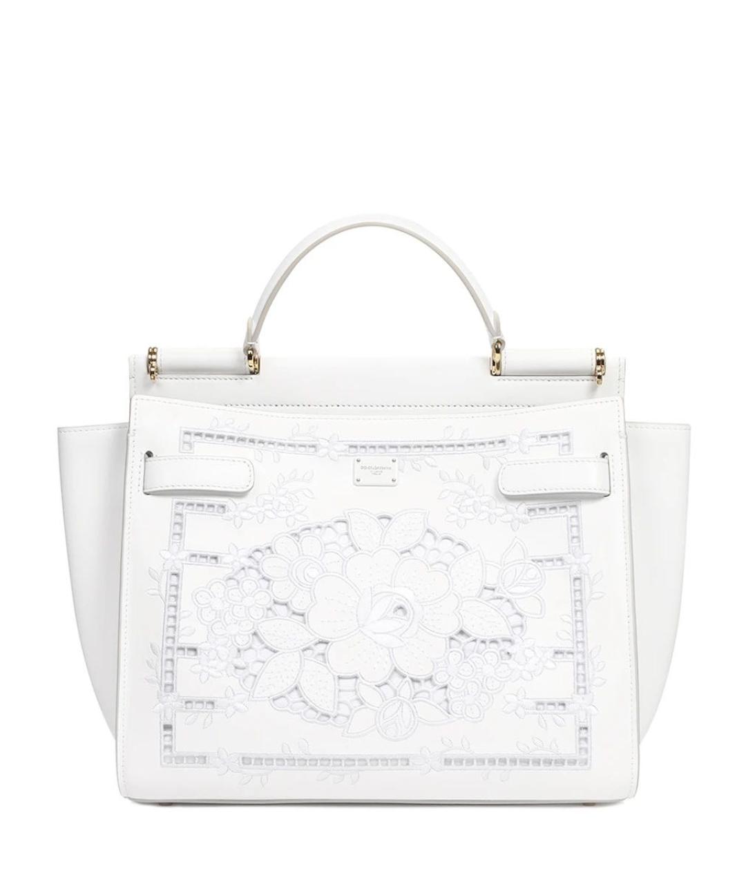 DOLCE&GABBANA Белая кожаная сумка с короткими ручками, фото 1
