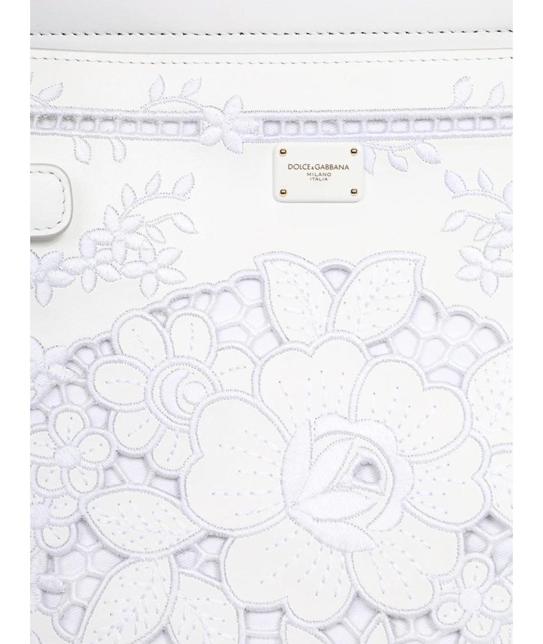 DOLCE&GABBANA Белая кожаная сумка с короткими ручками, фото 2