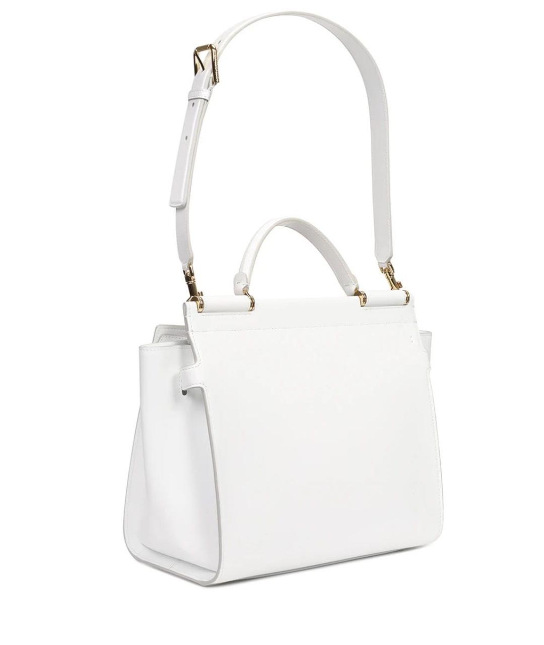 DOLCE&GABBANA Белая кожаная сумка с короткими ручками, фото 4