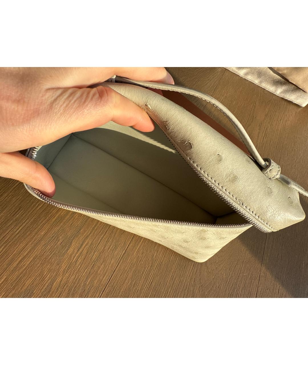 LORO PIANA Серая сумка через плечо из экзотической кожи, фото 4