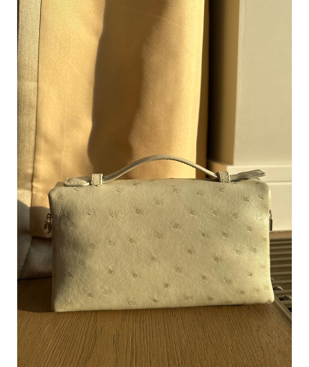 LORO PIANA Серая сумка через плечо из экзотической кожи, фото 3